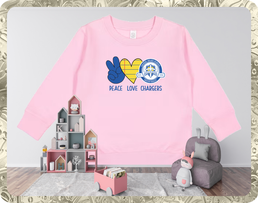 Toddler Pink Crew Neck Sweatshirt Full Color PLC