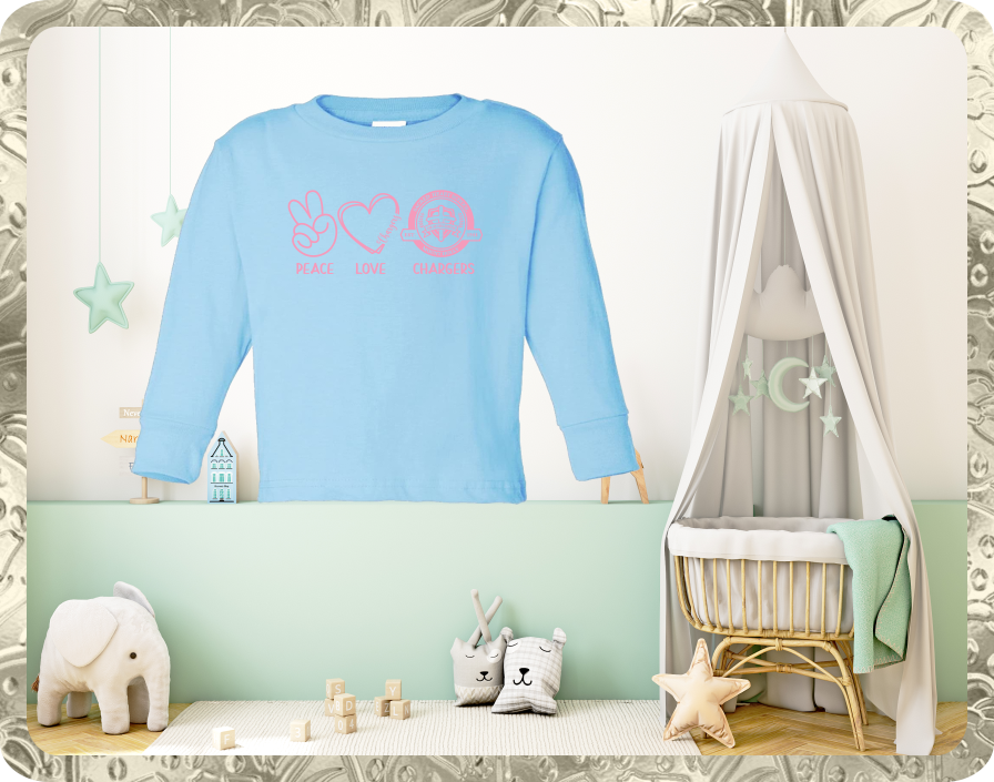 Toddler Long Sleeve Light Blue T-Shirt Pink PLC 1