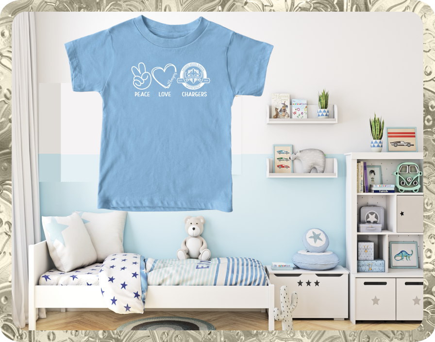 Toddler Short Sleeve Light Blue T-Shirt White PLC 1