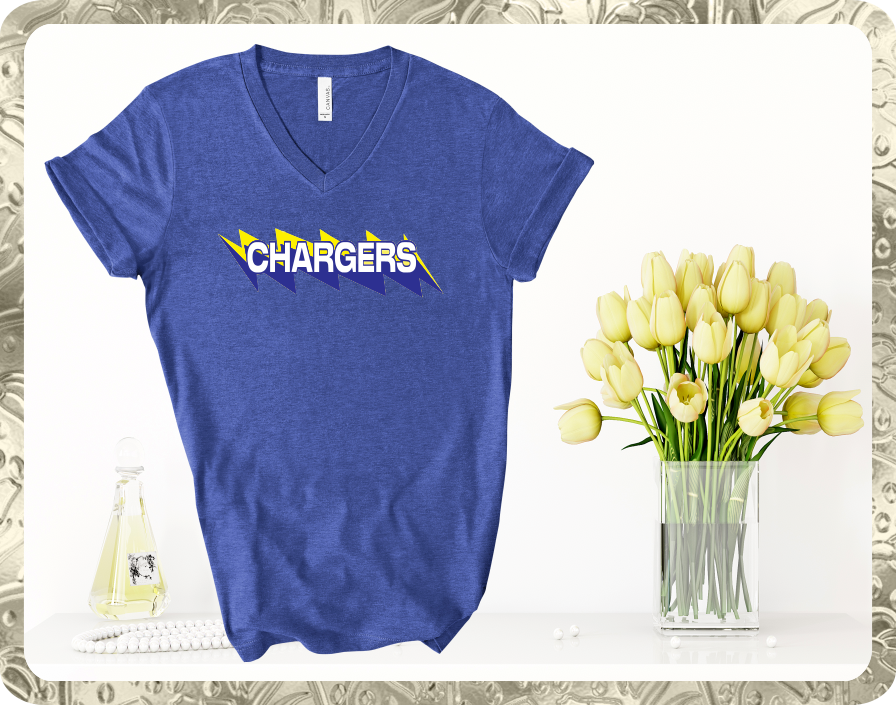 Women's Premium Heather Royal Short Sleeve V-Neck CHARGERS