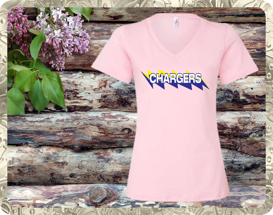 Women's Premium Pink Short Sleeve V-Neck CHARGERS