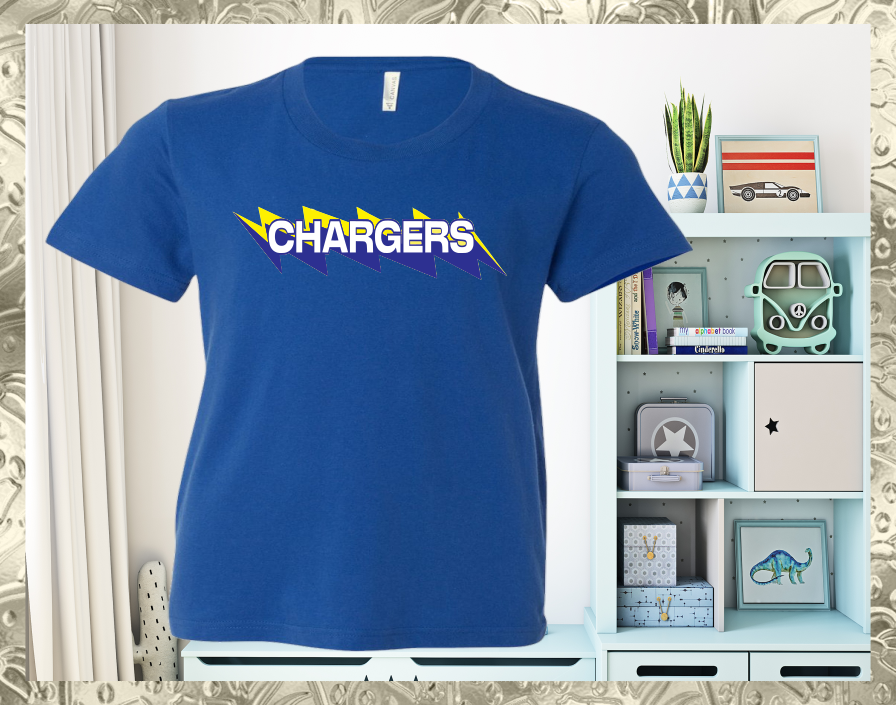Youth Premium Short Sleeve Royal Blue T-Shirt CHARGERS Design