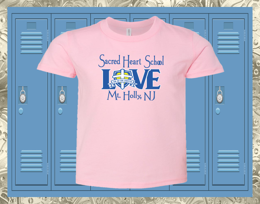 Youth Premium Short Sleeve Pink T-Shirt LOVE Design