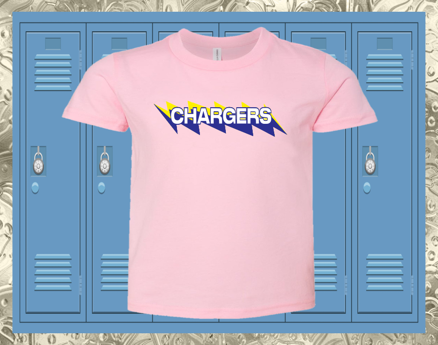 Youth Premium Short Sleeve Pink T-Shirt CHARGERS Design