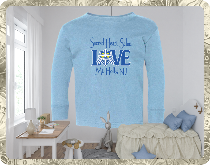 Youth Premium Long Sleeve Light Blue T-Shirt LOVE